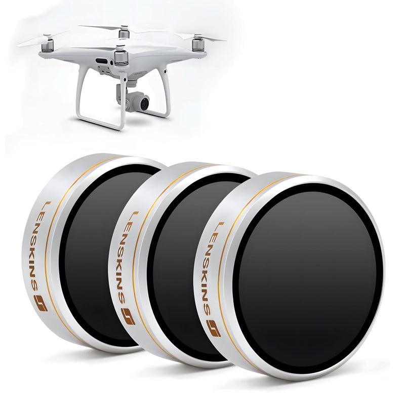 LENSKINS فلتر عدسة كاميرا LENSKINS 3 عبوة ND4/ND8/ND16 لـ DJI Phantom 4 Pro/Pro+/Advance، عدسات AGC، محكم ضد الطقس، فلتر كثافة محايدة متعدد المقاومات - Image 1